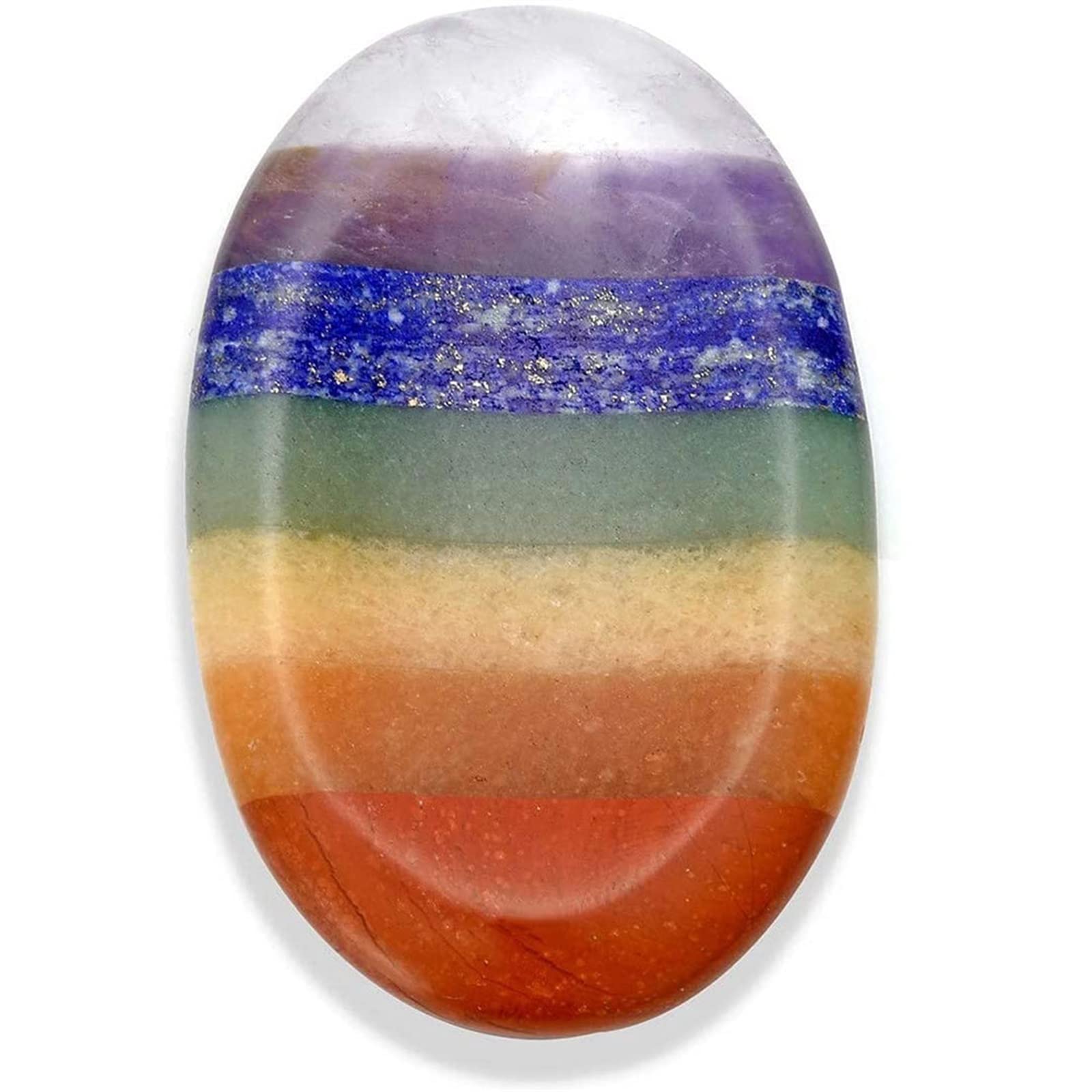 7 Pierre de Palmier en cristal naturel sculpté ovale de 2.6 pouces pour la décoration intérieure