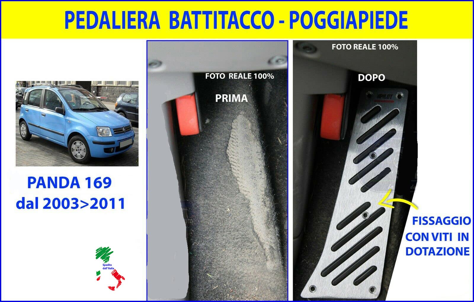 Pedana Poggiapiedi Battitacco Pedali piede Sinistro Poggiapiede Pedale per Panda modello 169 prodotte dal 2003 al 2011 52082