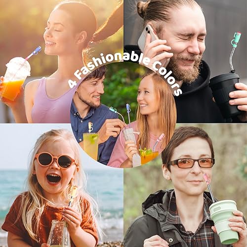 Miniatura 6 de 4 fundas Stanley para popotes, tapas de popote en forma de vaso, puntas de popote de silicona, tapones de popote reutilizables, tapas de popote a