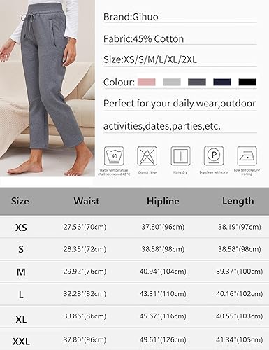 Miniatura 6 de Gihuo Pantalones de forro polar de invierno para mujer, pantalones deportivos con forro de sherpa