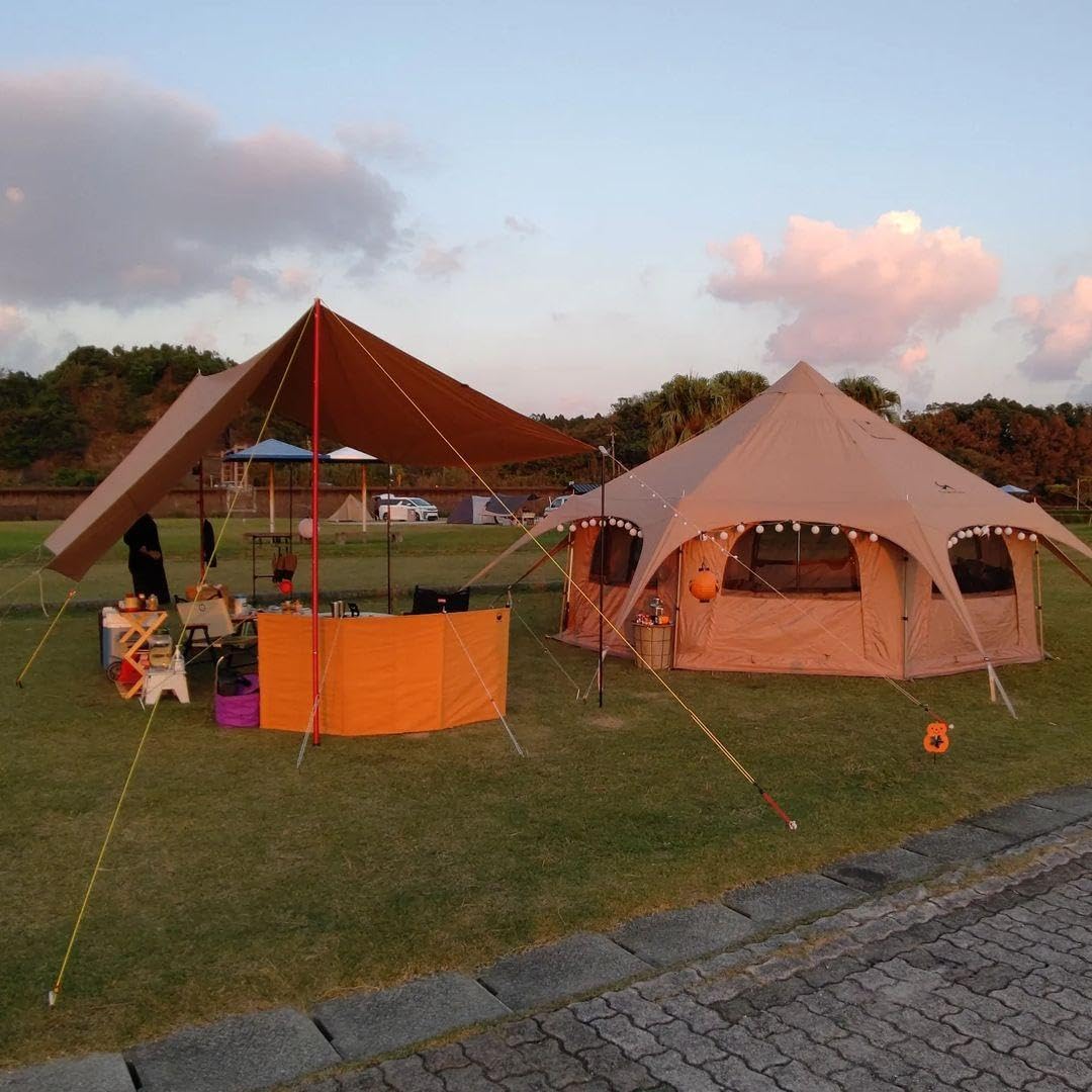 TOMOUNT Tipi Zelt Baumwollzelt 6-8 Personen Canvas Pyramiden Jurtenzelt Große Familien Glamping Zelt für Camping, Hiking, Festival, Parties, Hochzeit, Musikfest