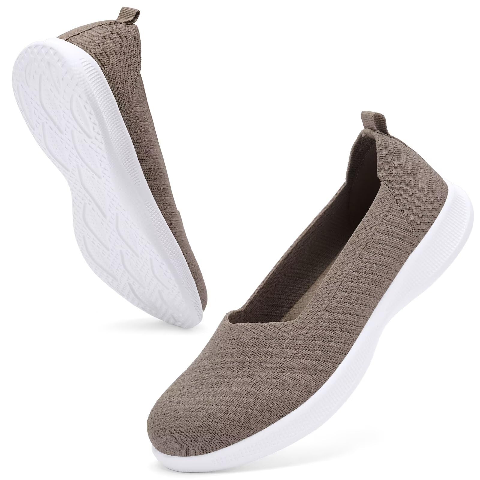 Konhill Damen Ballerinas Loafers Elegant Lässige Flache Schuhe Bequeme Weich Strickstoff Leichte Slip On Walking Schuhe