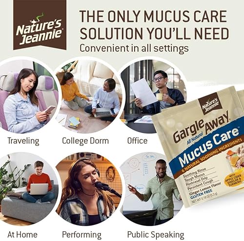Miniatura 6 de Gargle Away by Nature's Jeannie All Natural Mucus Care - Calma el moco, el goteo posnasal, la tos persistente, 6 paquetes, sabor a limón y jengibre