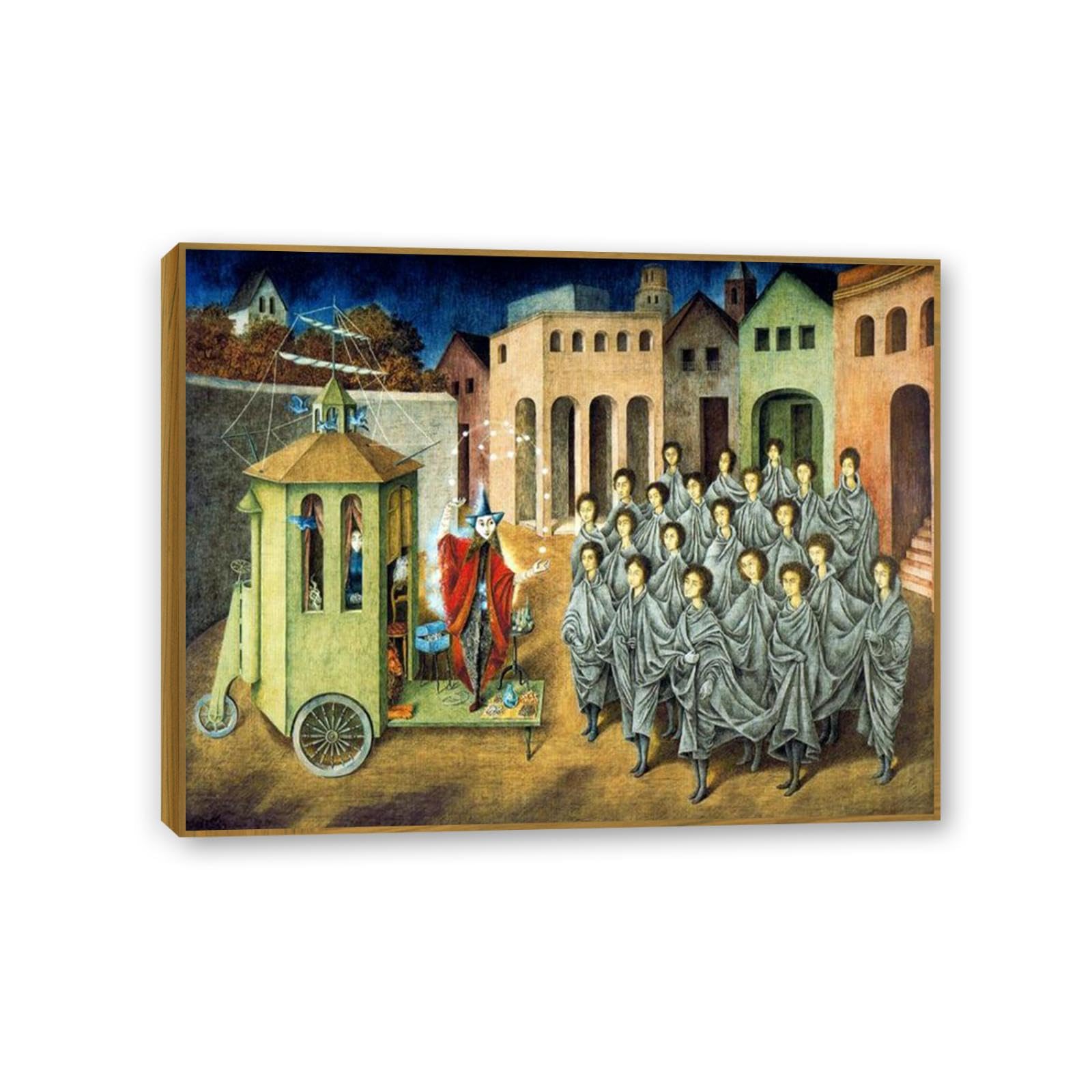 MYCGGDGH Remedios Varo Canvas Wall Art Reproductions of Famous Paintings The Juggler Posters Remedios Varo Print Wall Decor for Living Room Bedroom Home Decor 80x60cm(32x24in) Teak frame