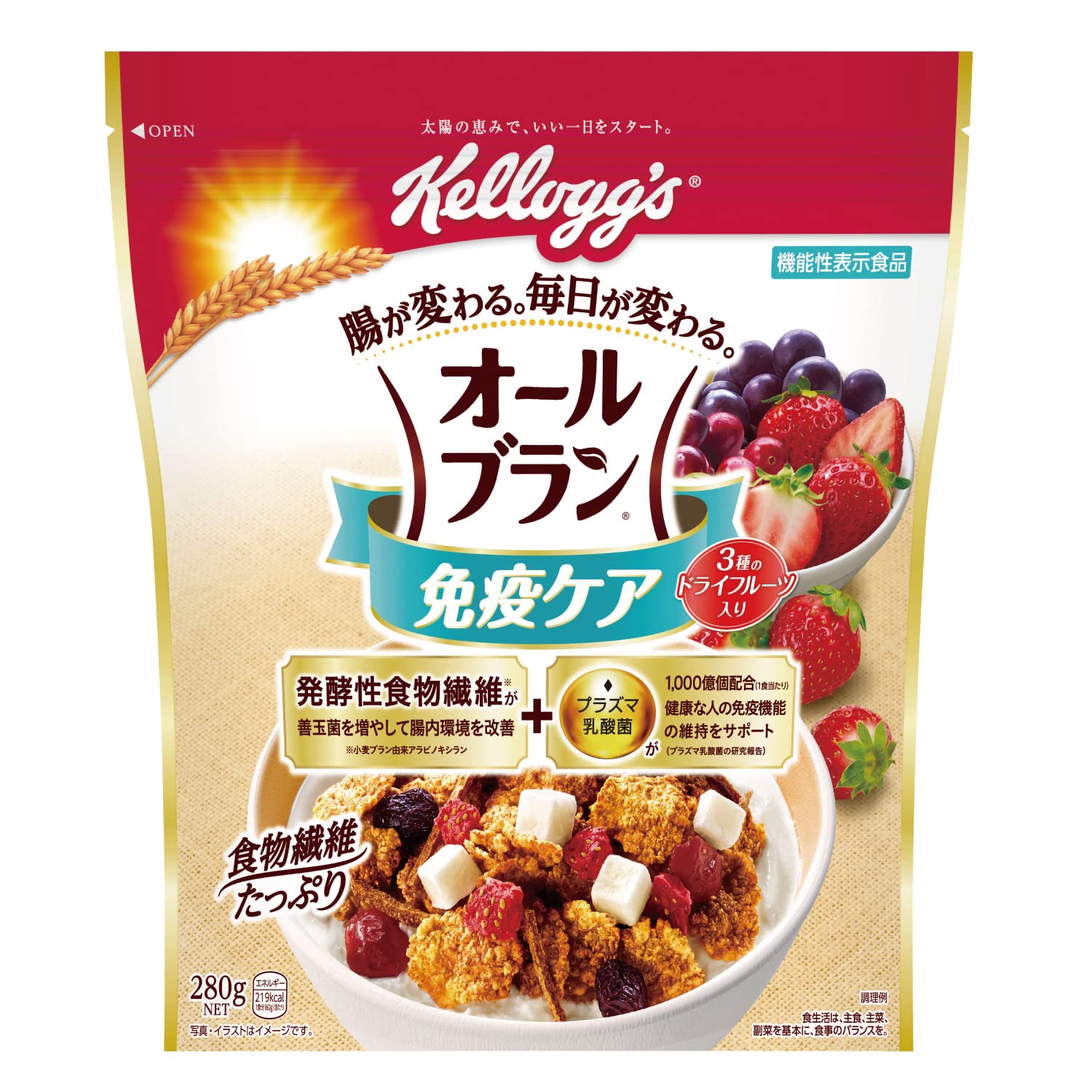 Amazon.co.jp: ケロッグ オールブラン 免疫ケア 280g ×6袋 発酵性 食物 