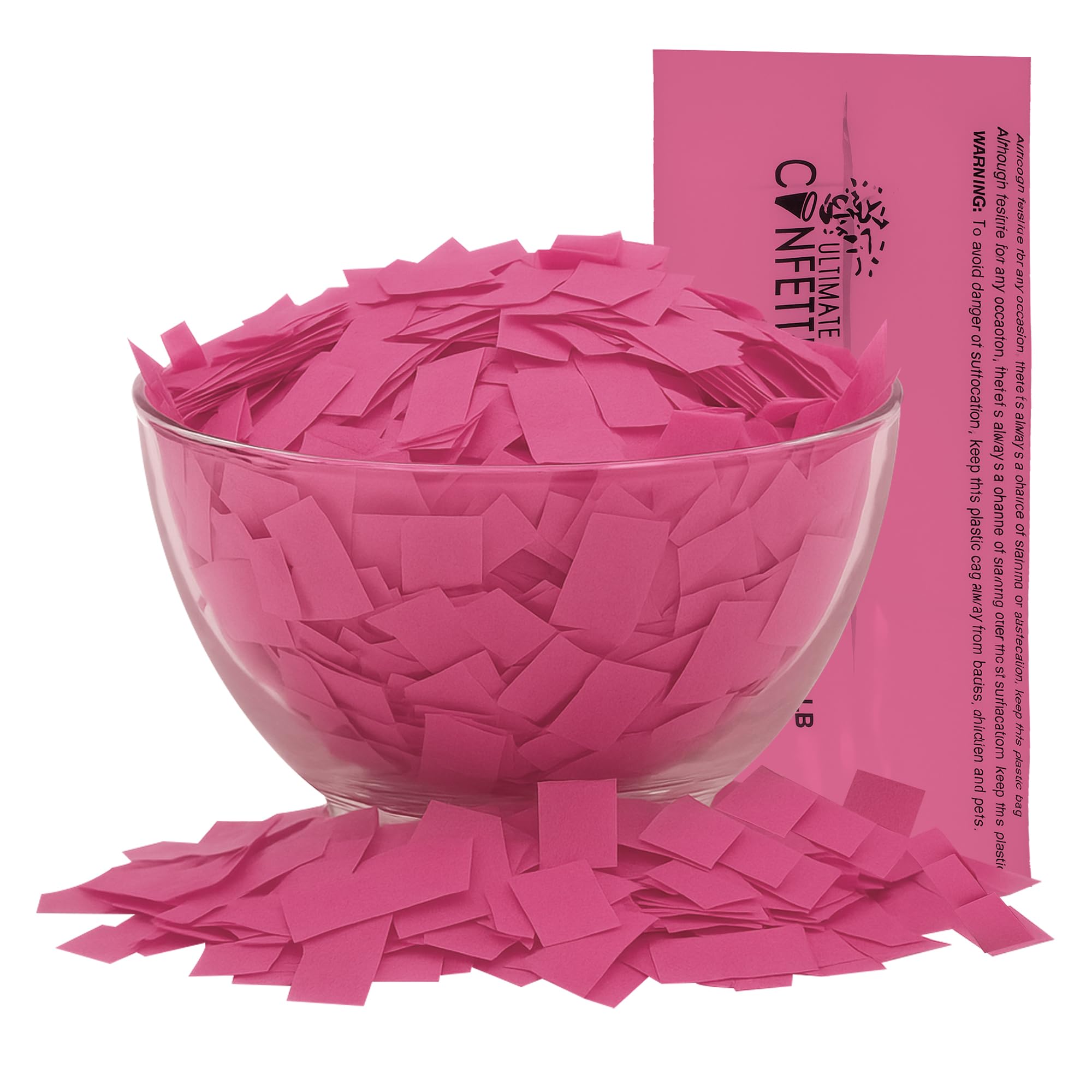 Ultimate Confetti Rectangular Fuchsia Pink Paper Confetti - 1 lb