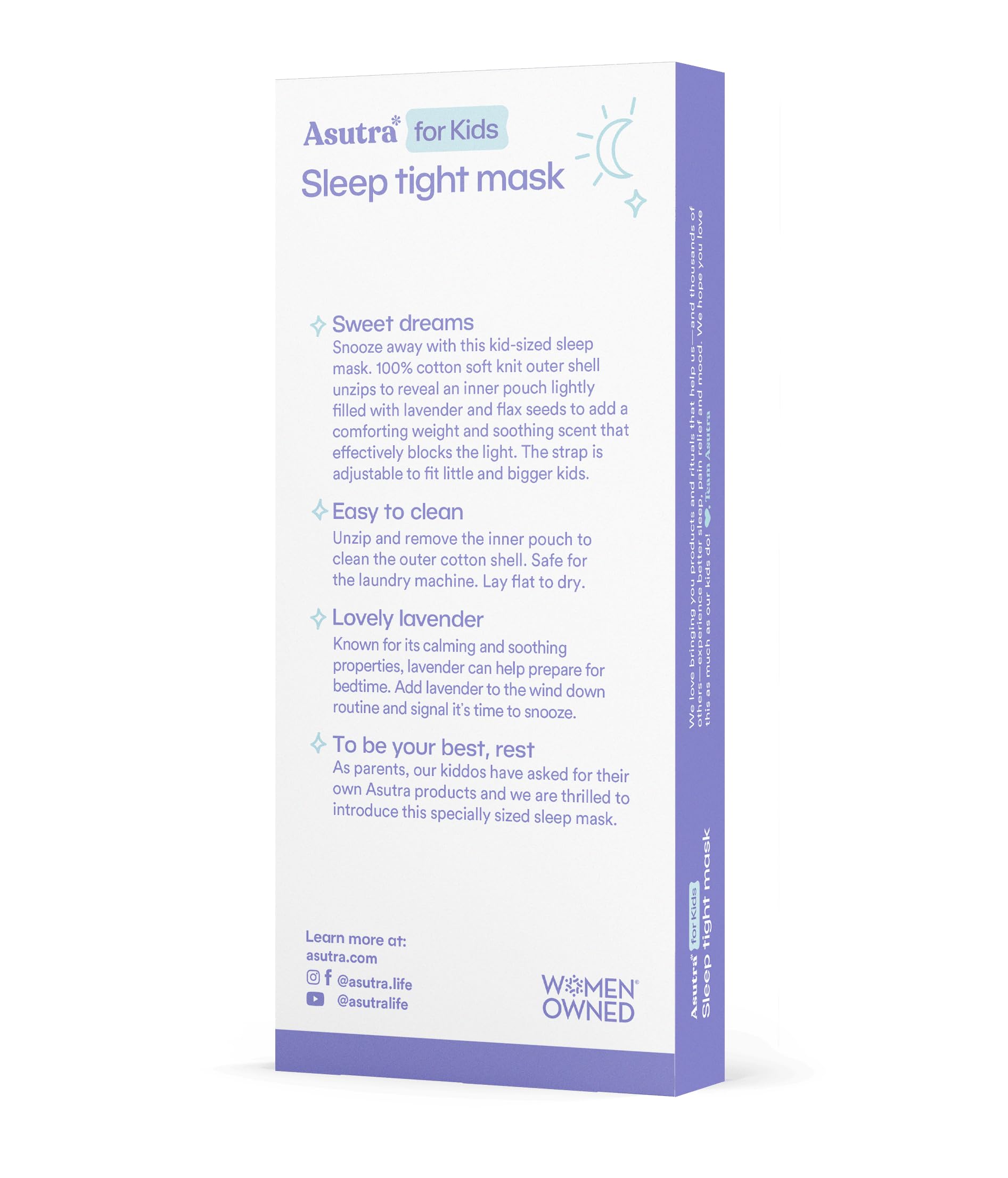 ASUTRA Kids Eye Pillow for Sleep, Gray Cotton Jersey | Filled w/Lavender Buds & Flax Seeds, Weighted Eye Mask, Meditation & Light Blocking Blindfold