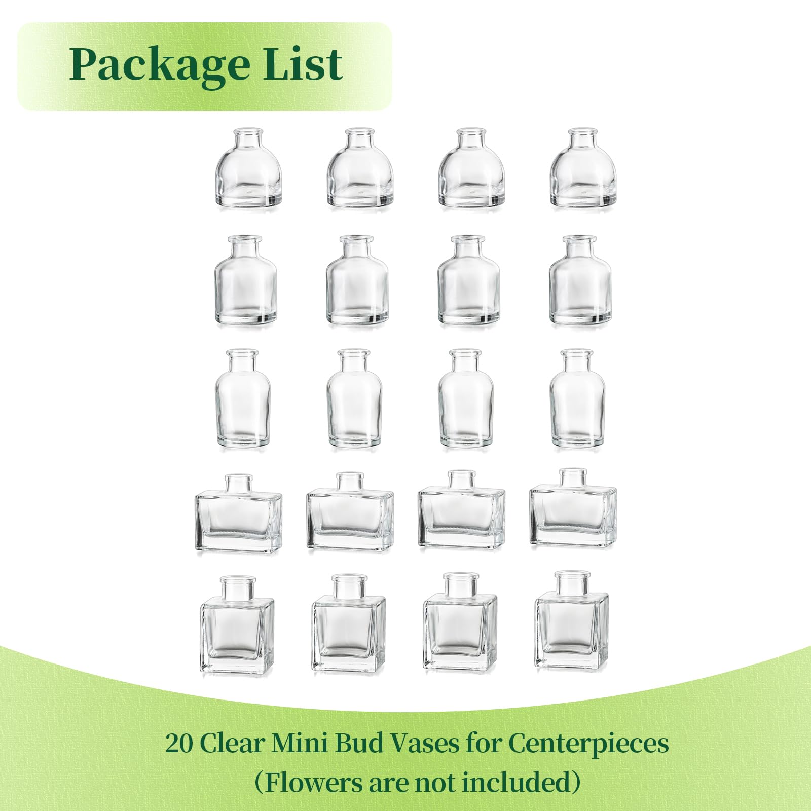 Hewory Mini Vase Transparent Verre: 20pièces Petit Vase Decoratif Design Soliflore en Verre pour Decoration Mariage Maison
