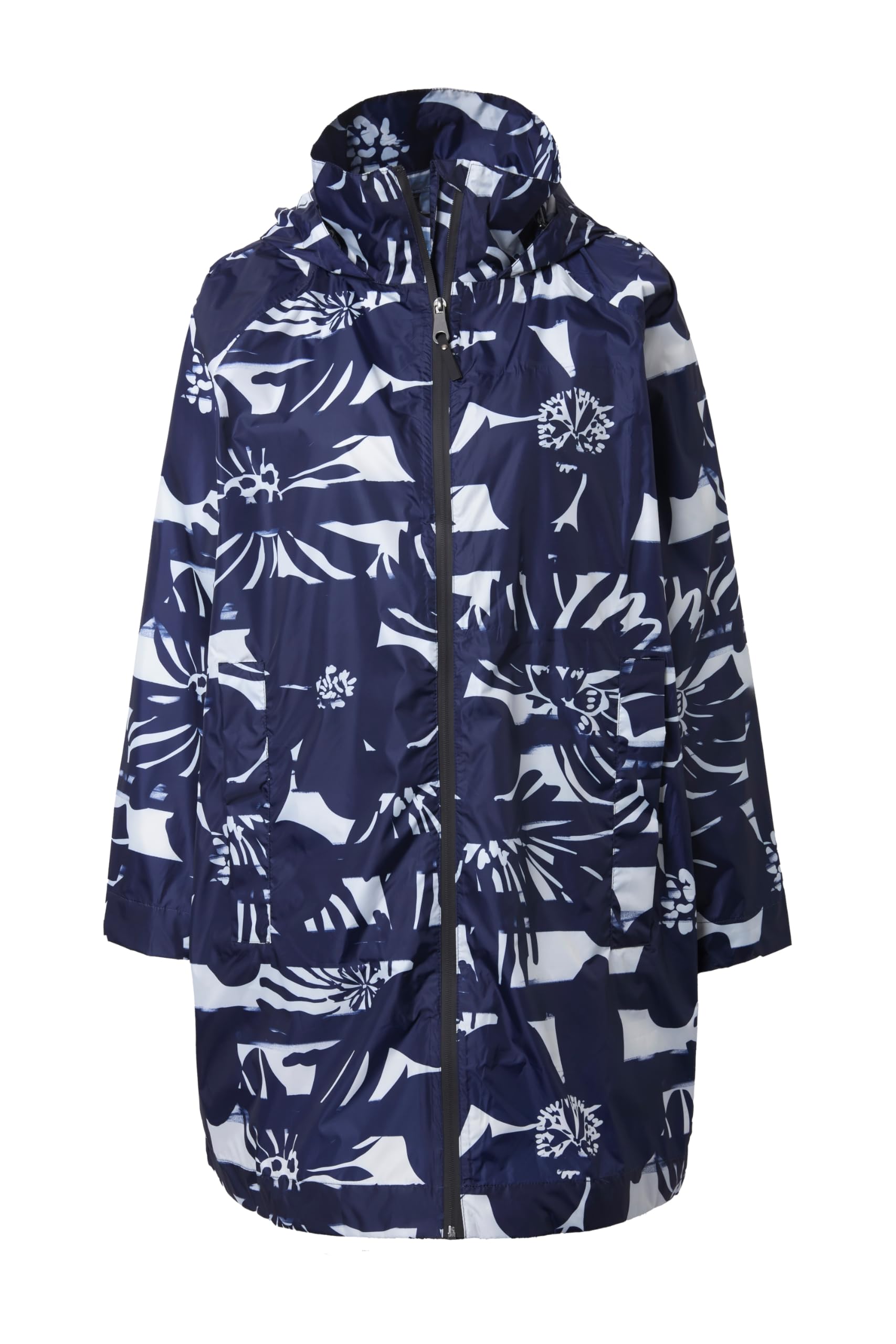 Ulla Popken Damen große Größen Übergrößen Plus Size HYPRAR Regenjacke, Streifen, wasserdicht, Kapuze 846919