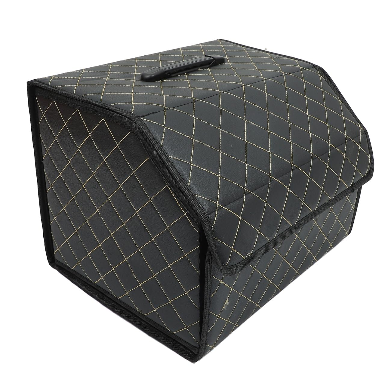 ORFOFE Scatola Portaoggetti Bagagliaio Auto Pieghevole in Cuoio Nero | Organizer per Vano Posteriore, Stile Elegante e Lusso, Soluzione Pieghevole per Ordine e Contenimento