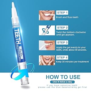Teeth Whitening Pen 4+1(5 Pack), 70+ Treatments, Use Twice a Day Up to 1-6 Shade Whiter in 1-2 Weeks, 4 Whitening Pens plus 1 Desensitizing Pen, Effective, Painless and Enamel Safe Teeth Whitening Gel