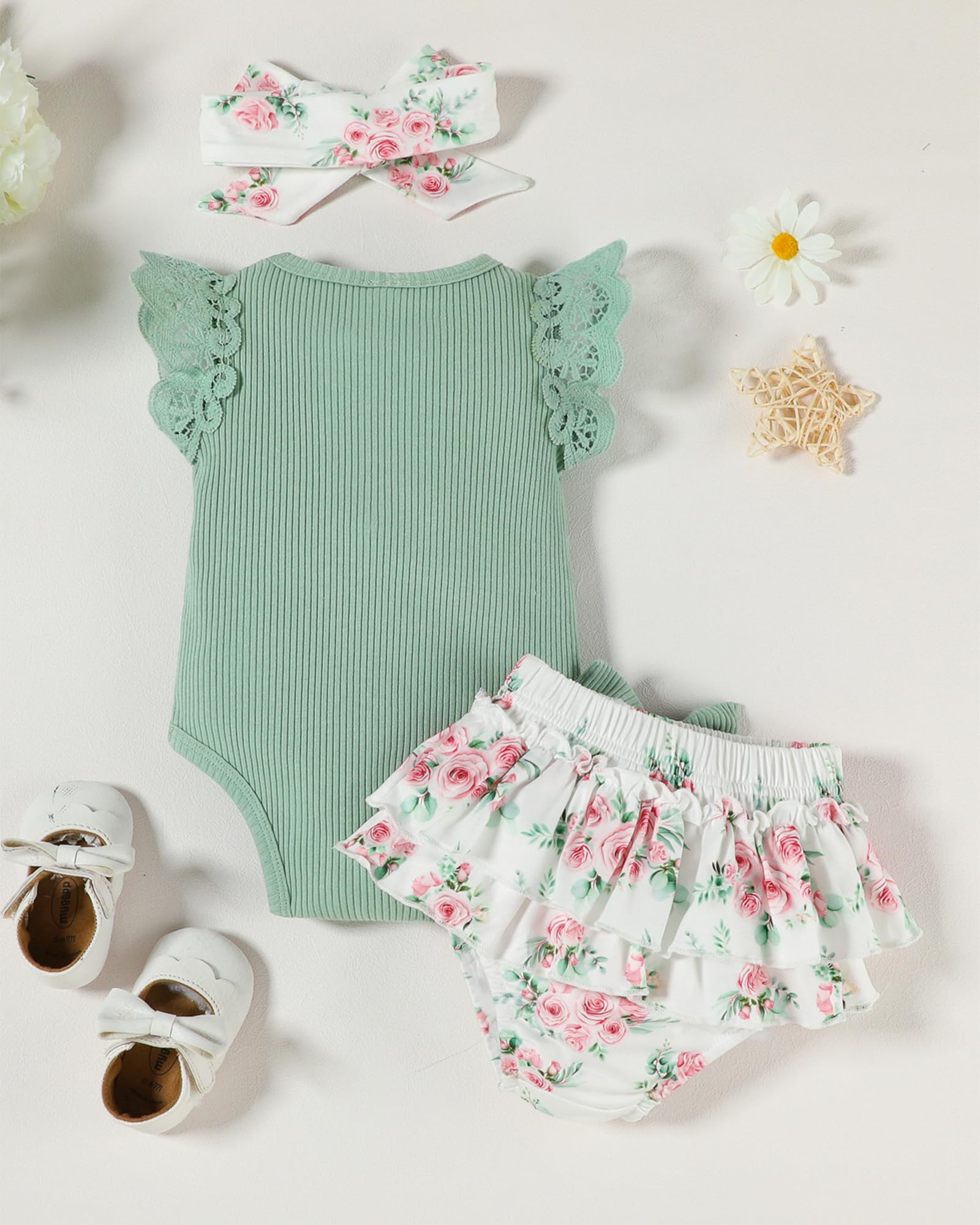 Big Sister Little Sister Matching Outfits Baby Girl Romper/Toddler Girl T-shirt Tops with Shorts/Skirt Clothes Set - 4