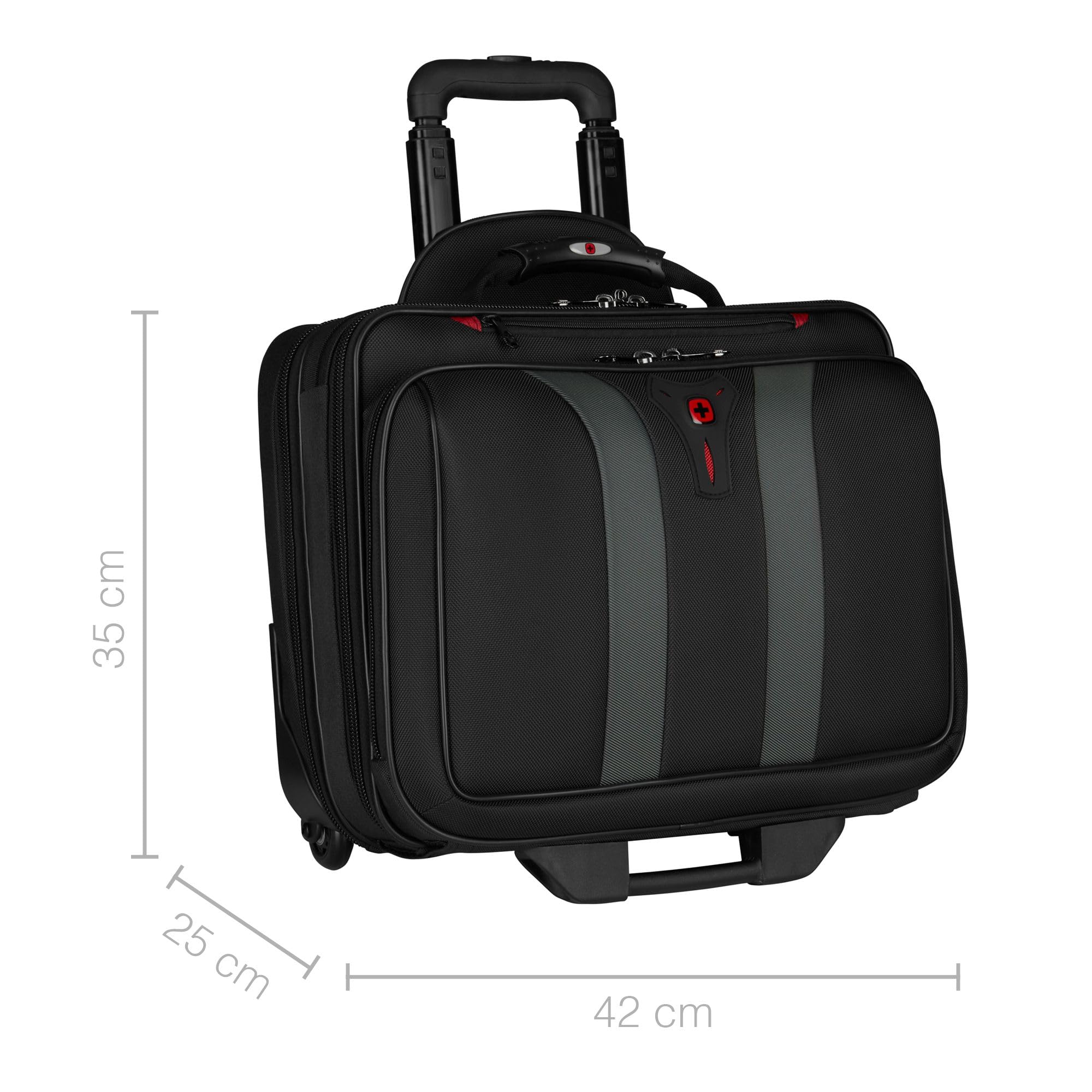 WENGER Cartella con Ruote Granada, Borsa Trolley Porta PC, Notebook 15,6”, 29 l, Uomo Donna, Ufficio Lavoro Università Scuola, Nero, 600659