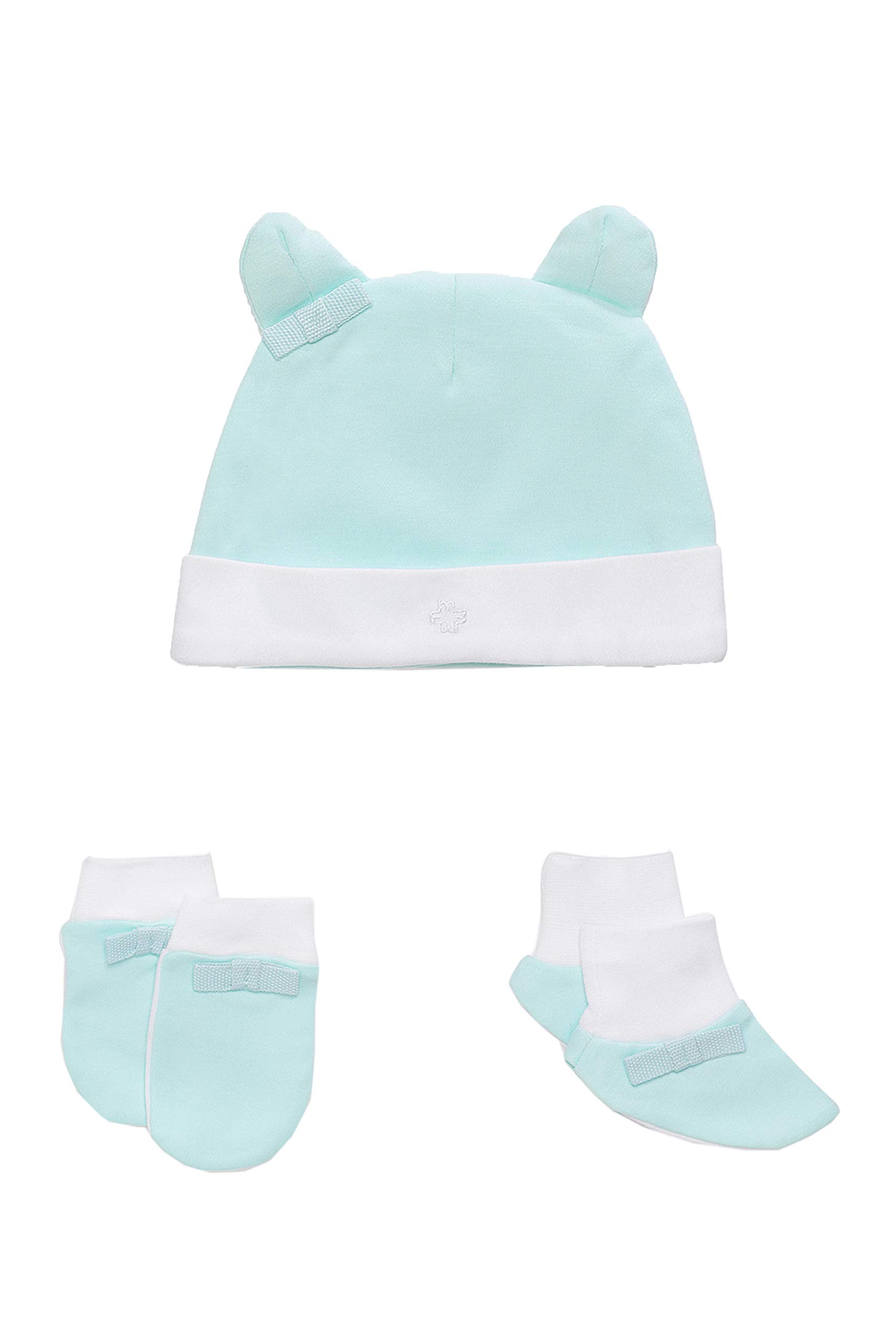 Accessories (Cap, Mittens, Booties) Gift Set 3 pcs - Aqua