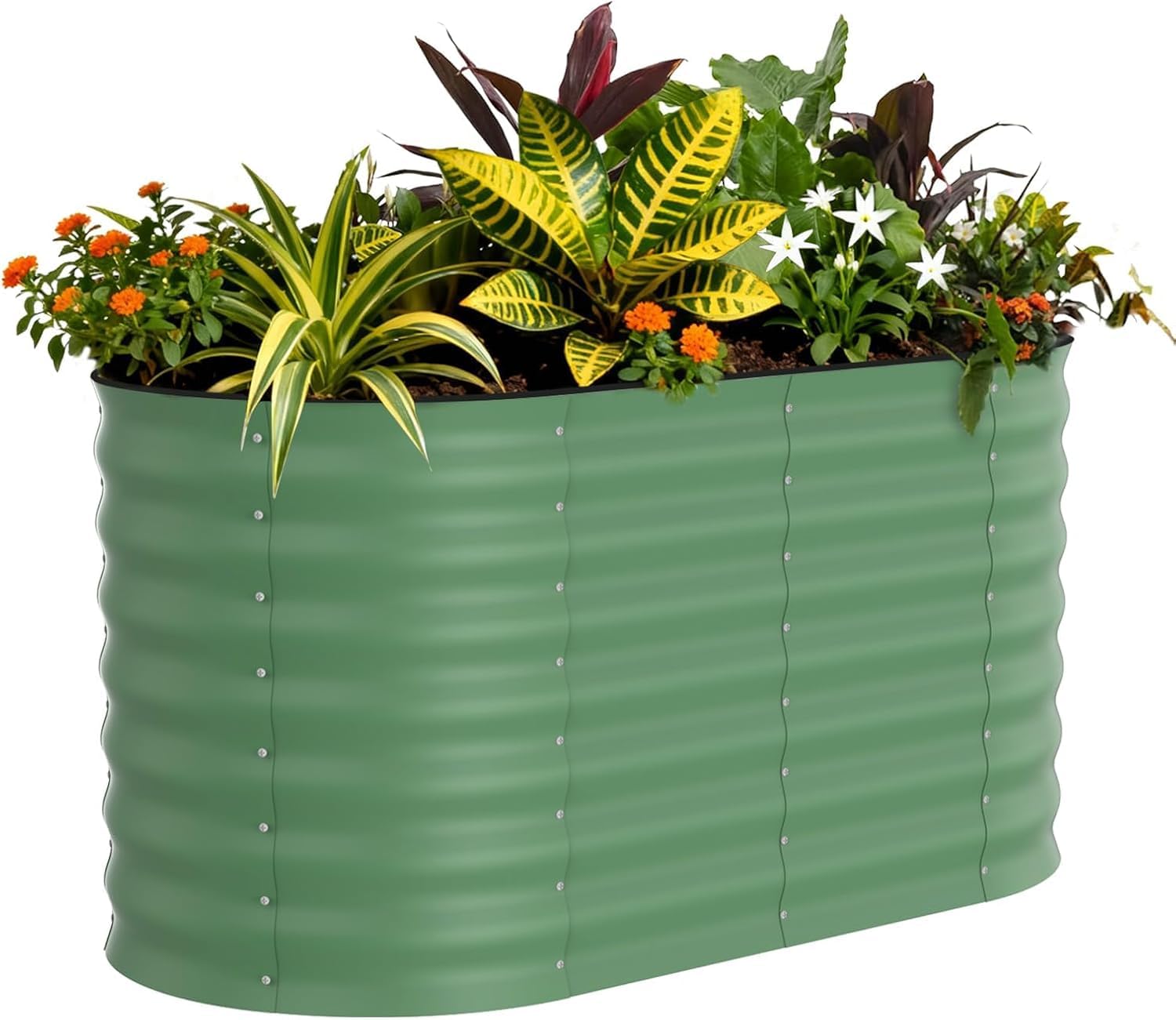 Galvanized Raised Garden Bed, Metal Outdoor Planter Box for Flowers Herbs Vegetables, Rust-Resistant Raised Garden Beds for Gardening,Outdoor Garden Box & Planters,Easy Assembly– Green, 120x60x60cm