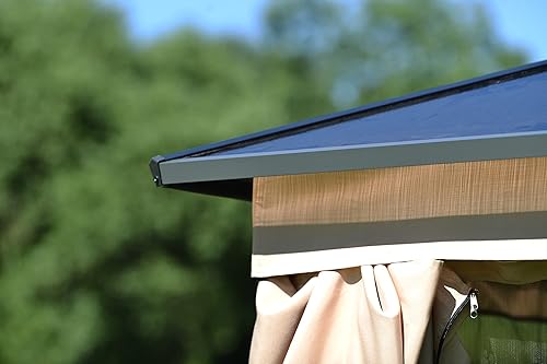 Miniatura 9 de Merax Gazebo Paito de aluminio para exteriores de 13 pies de ancho x 9.8 pies de profundidad con techo de policarbonato