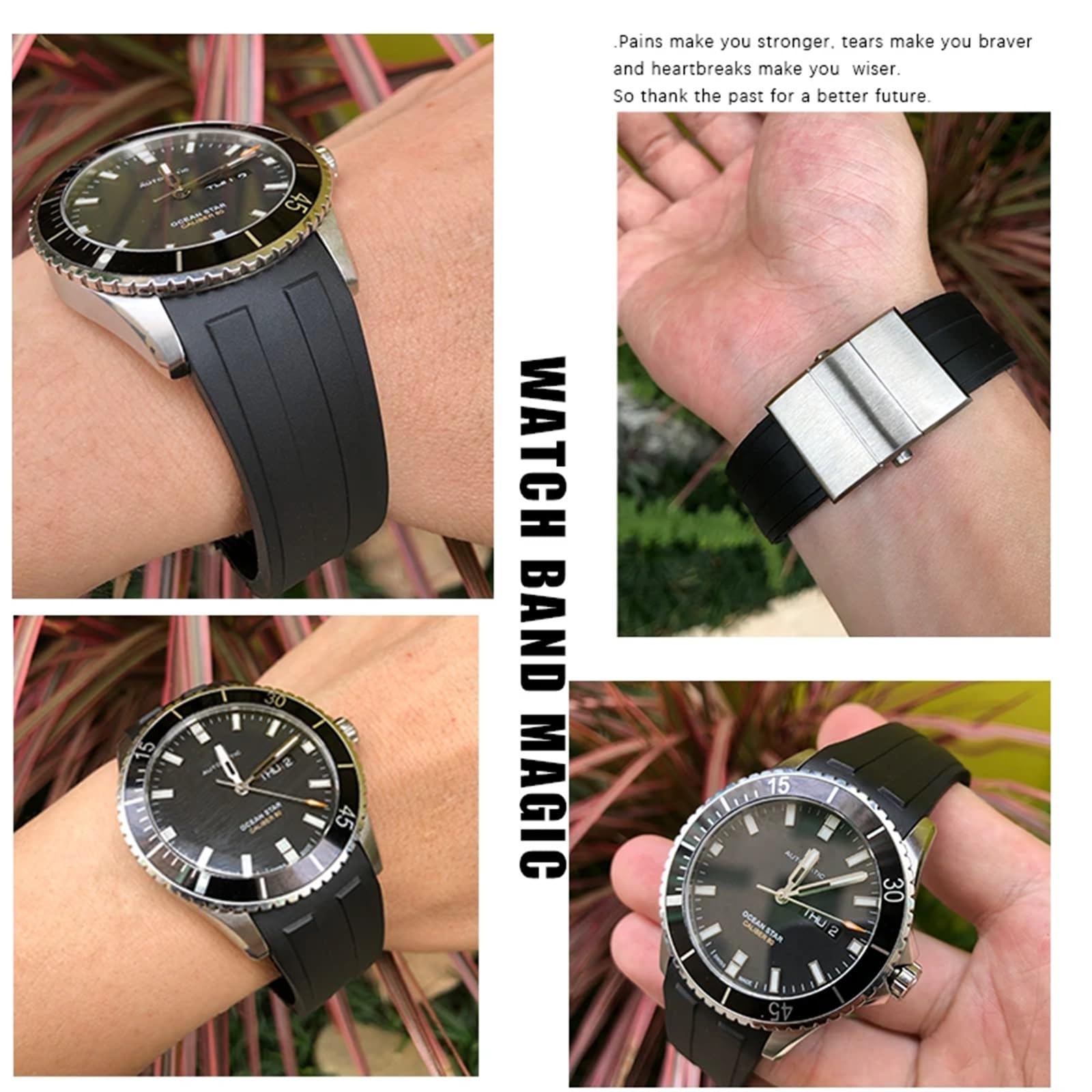 PURYN Pasek do zegarka z gumy silikonowej 21mm 22mm zamiennik dla MIDO M026 Ocean Star HydroConquest wodoodporny pasek do zegarka sportowego
