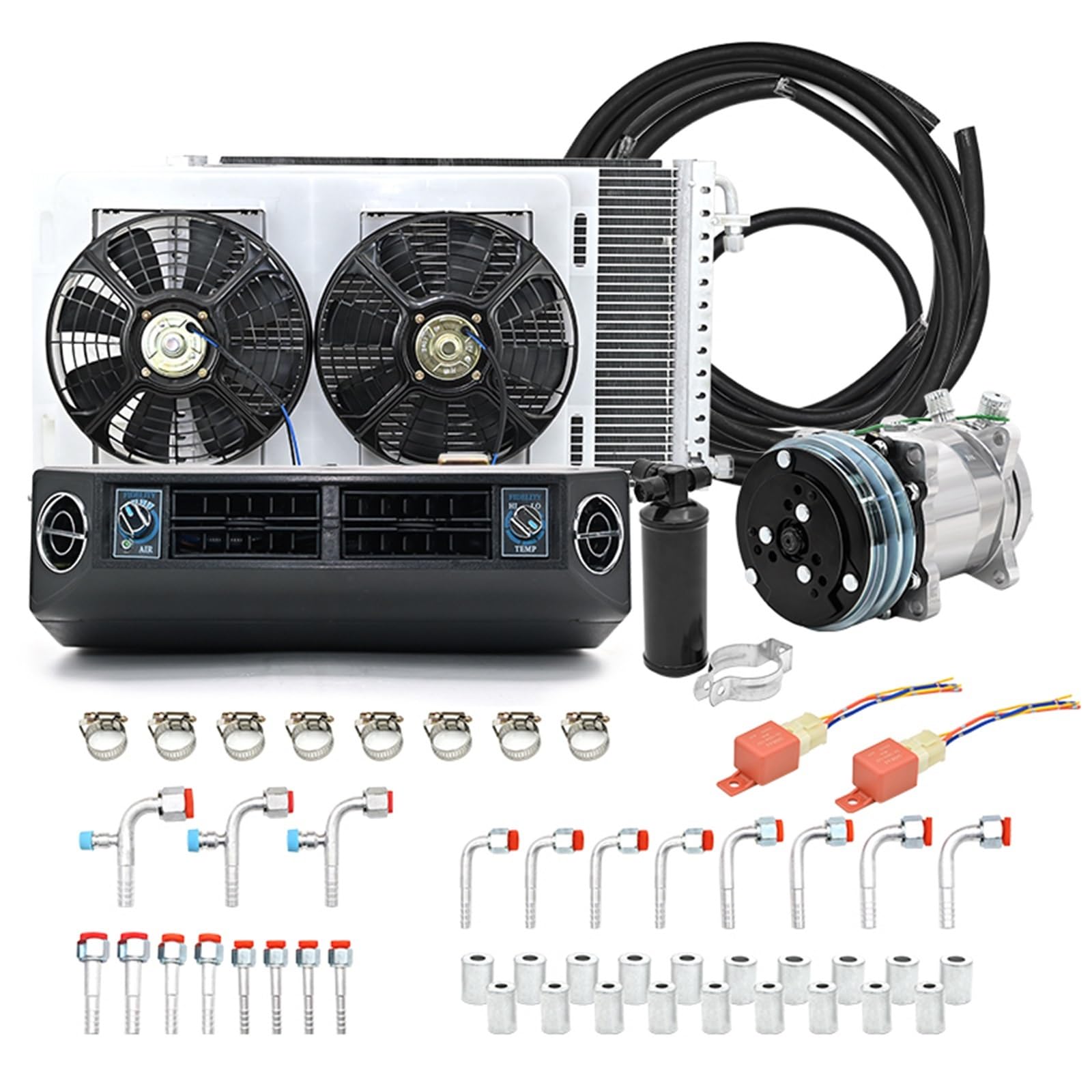Nkurtpc 24V Cool Heat Air Conditioning Universal Automotive A/C Air Conditioning Kit 12V 24V For Caravans Cars Trucks Vans Air Conditioner Sets A/C Compressor