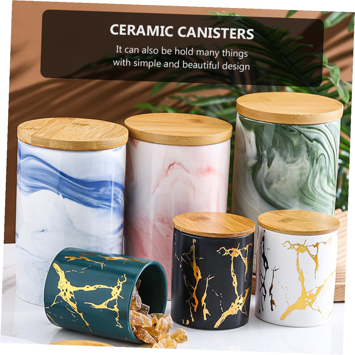 Cabilock Contenedores de Cerámica Elegantes de Color Verde para Almacenar Alimentos Botes Sellados para Té Azúcar Sal Pimienta Y Dulces