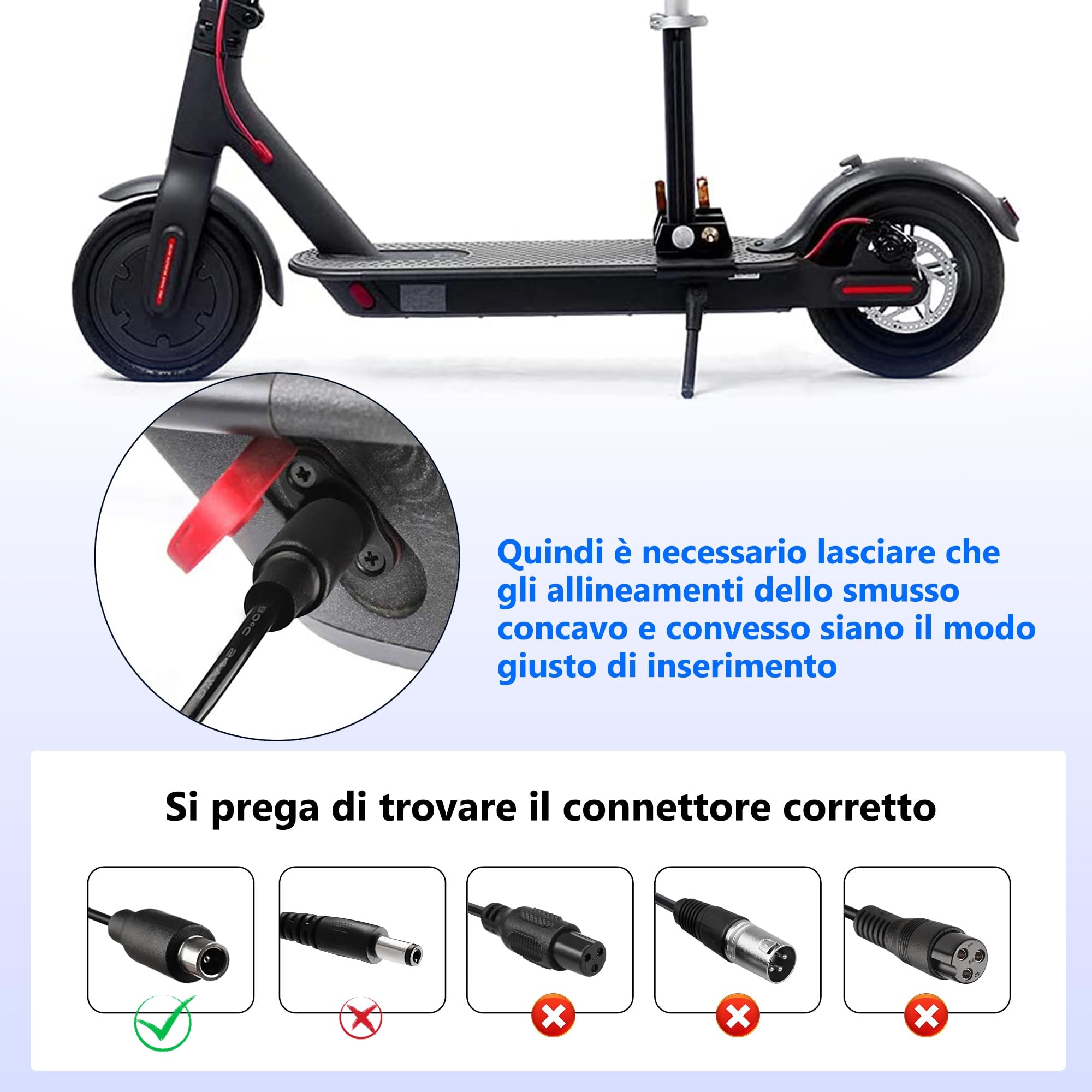 Xahpower Caricatore Monopattino Elettrico per Xiaomi M365/ Pro/ Pro2/ MI 3/ 1S, 42V 2A Caricabatterie per Ninebot MAX G30LP ES1 ES4 ES2 ES1LD F25 Aovo Pro ES80 M365 ES60 Hiboy S2R Scooter