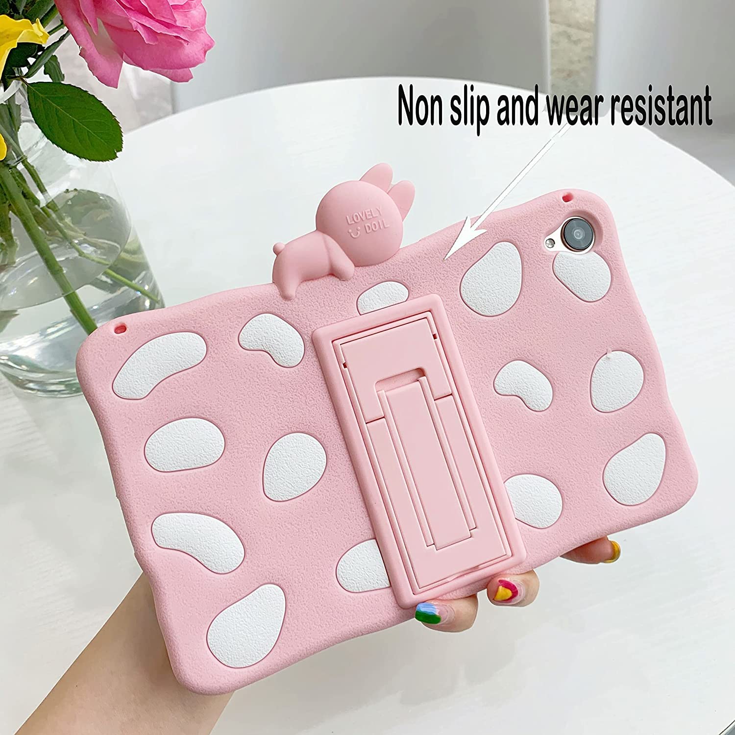 Soft Silicone Pink Cute Kawaii Pattern Tablet Case with