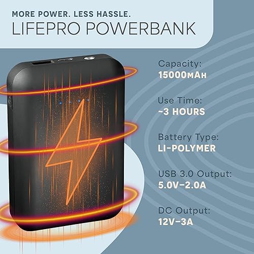 Miniatura 4 de LifePro Powerbank portátil para AllevaRed, AllevaRed Pro y BioRecover - Batería de 15,000 mAh con USB 3.0 y salida de 12 V CC para dispositivos de