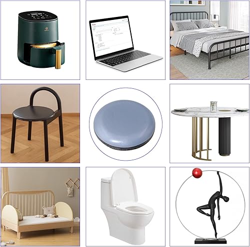 Miniatura 6 de 24 deslizadores de teflón autoadhesivos para muebles, de 1.35 x 0.98 pulgadas, rectangulares para muebles, almohadillas móviles para alfombras de