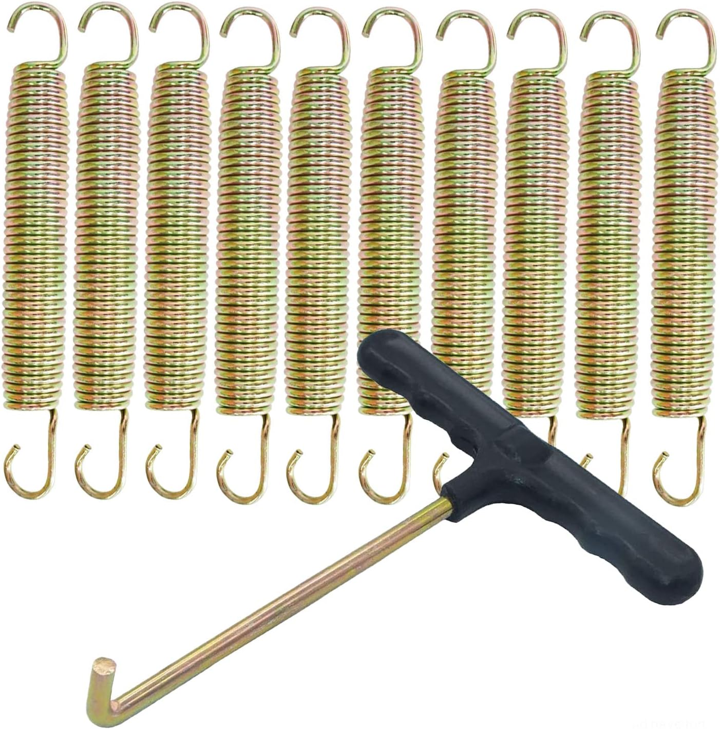 Trampoline Spring 6.5 inches, Pack of 10 Colorful Gold Springs, Replacement Springs, with T-Shaped Hooks