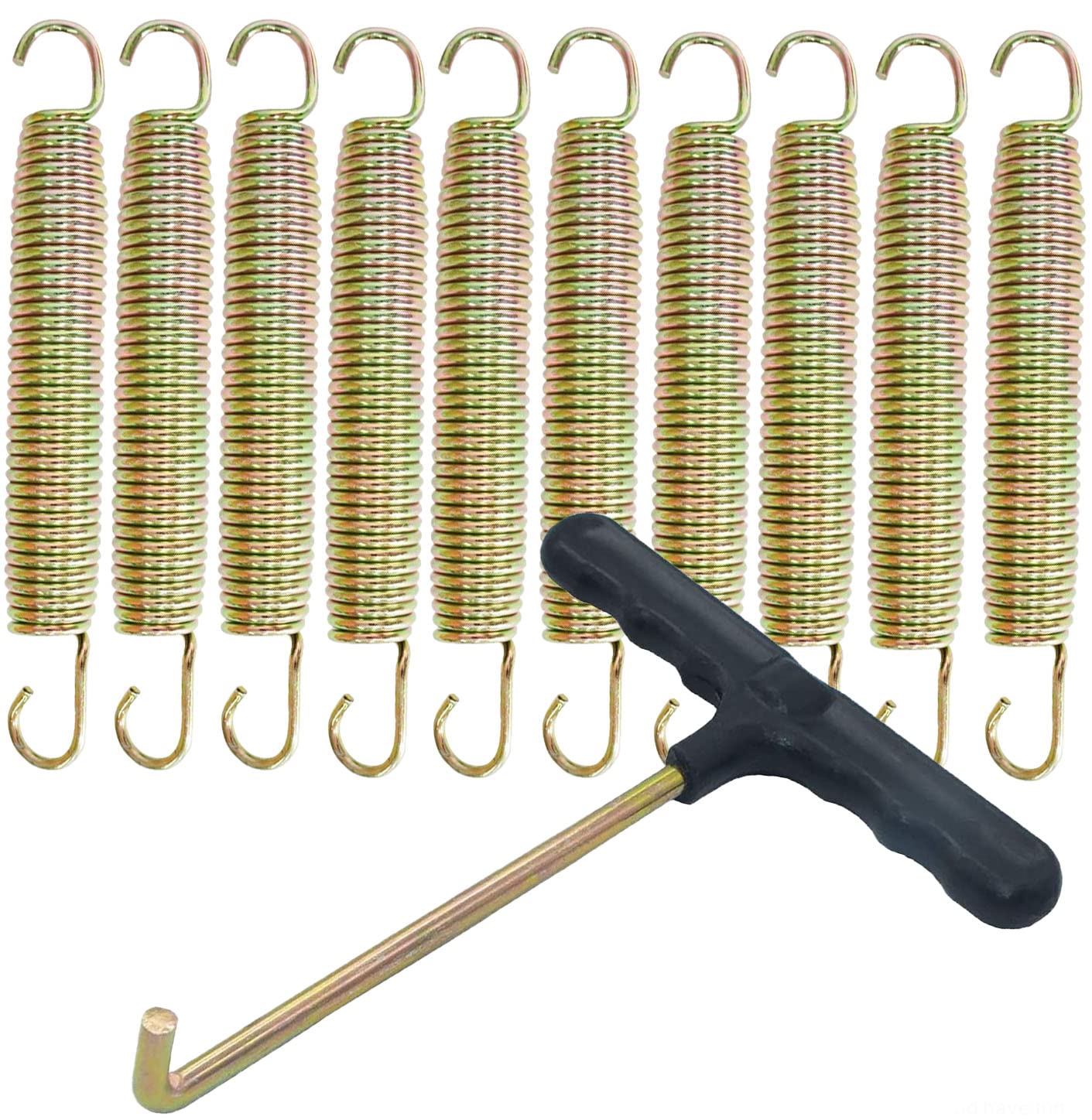 talyrui Trampoline Spring 6.5 inches, Pack of 10 Colorful Gold Springs, Replacement Springs, with T-Shaped Hooks