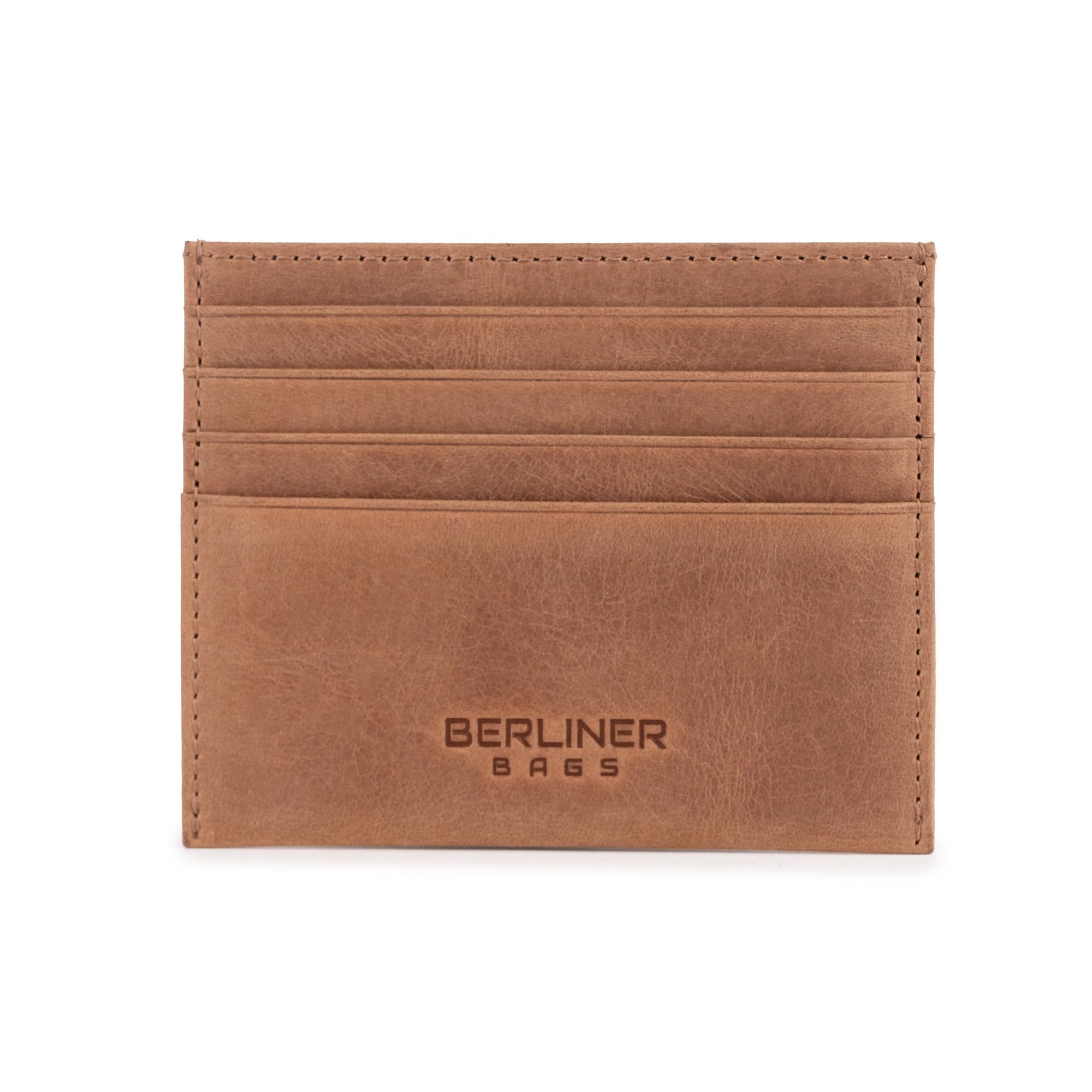 BERLINER BAGS Vintage Genuine Leather Card Wallet, RFID Blocking Card Holder, Front Pocket Wallets, Slim Wallet for Men and Women - Brown