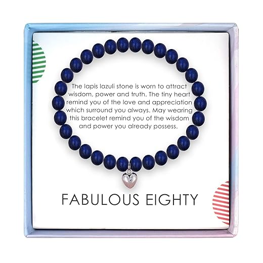 SOLINFOR 80th Birthday Gifts for Women - Lapis Lazuli Beads Bracelet - 80 Years Old Jewelry Gift Idea for Her