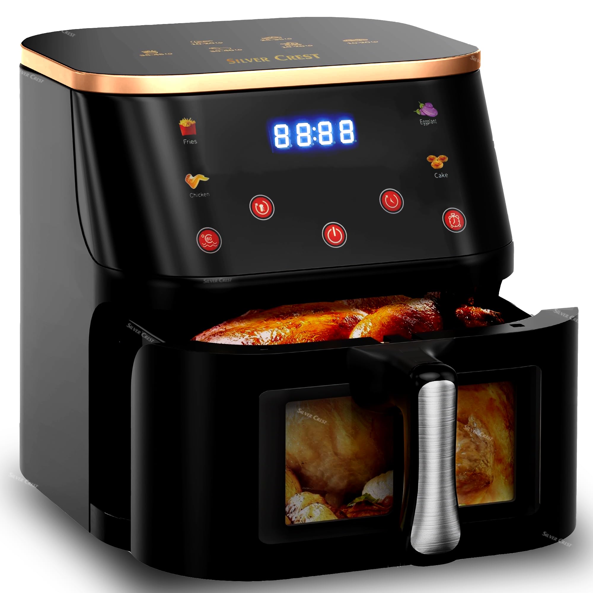 SILVER CREST 8L ノンフライヤー 本体 Silver Crest 8L Air Fryer with Visual Window – XXXL Capacity, 4-in