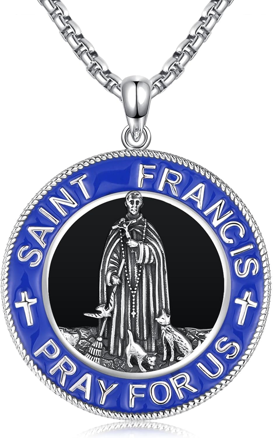 TwoAnts 925 Sterling Silver Patron Saint Medal Necklace Protection Catholic Jewelry Gifts for Men Women