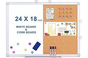 Versatile Magnetic White and Cork Board Combo for Enhanced Organization