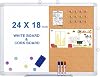 Magnetic White Board and Cork Board Combo, 24 X 18 inches Whiteboard Bulletin Combination Board, Wall Mounted Dry Erase Message Board for Home, School and Office, Black