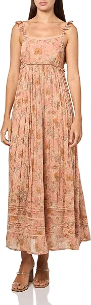 Lucky Brand Women's Printed Ruffle Sleeve Midi Dress
