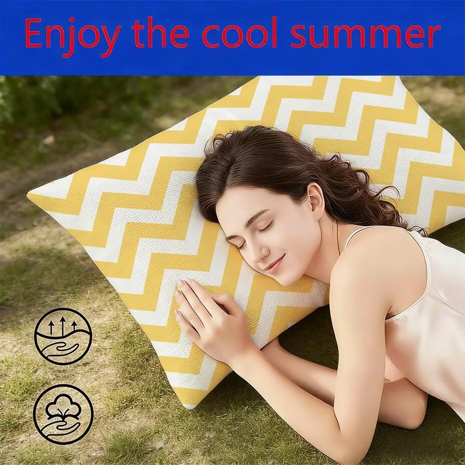 Housses de coussin de jardin 40x80 jaune imperméable anti-UV lin - 4