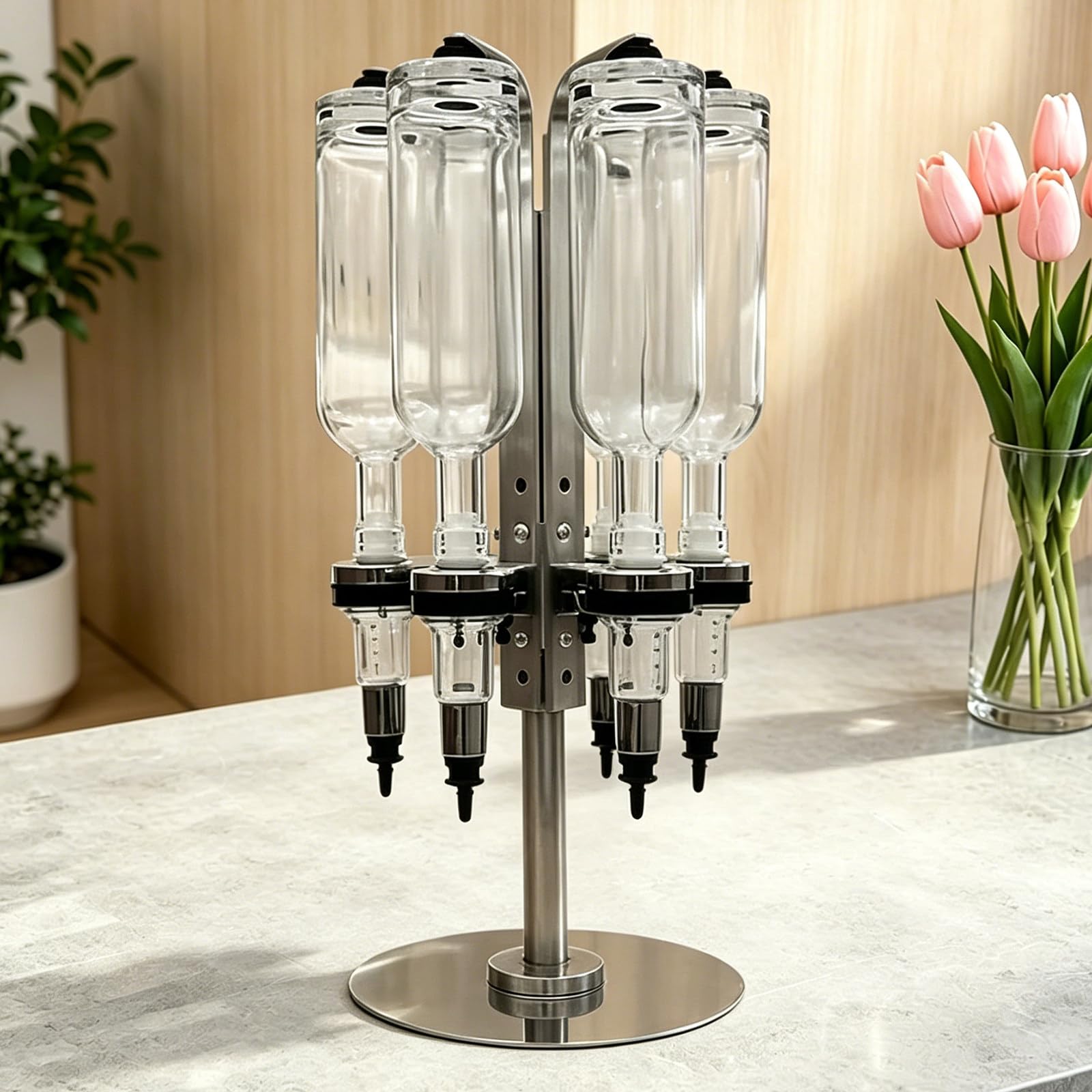 Tozmvi 500Ml 375Ml/ Glass Bottle Manual Perfume Filling Machine Kit, 6 Heads Perfume Bar Dispenser, Liquid Filler,Liquid Dispenser Transfer Station For Boutique Studio
