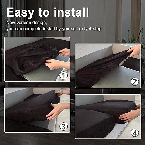 Miniatura 6 de Fundas de cojín de sofá con aspecto de cuero, juego de fundas de asiento de sofá, protector de muebles para sillón seccional, sofá biplaza para