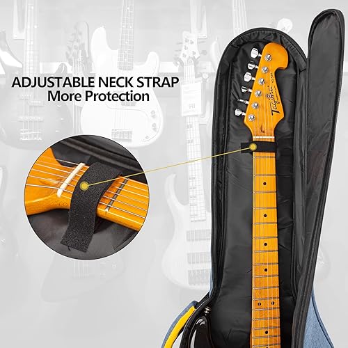 Miniatura 7 de MUZNOTE Bolsa para guitarra eléctrica, funda acolchada para guitarra eléctrica, funda acolchada de 0.4 pulgadas, funda de guitarra suave con correa