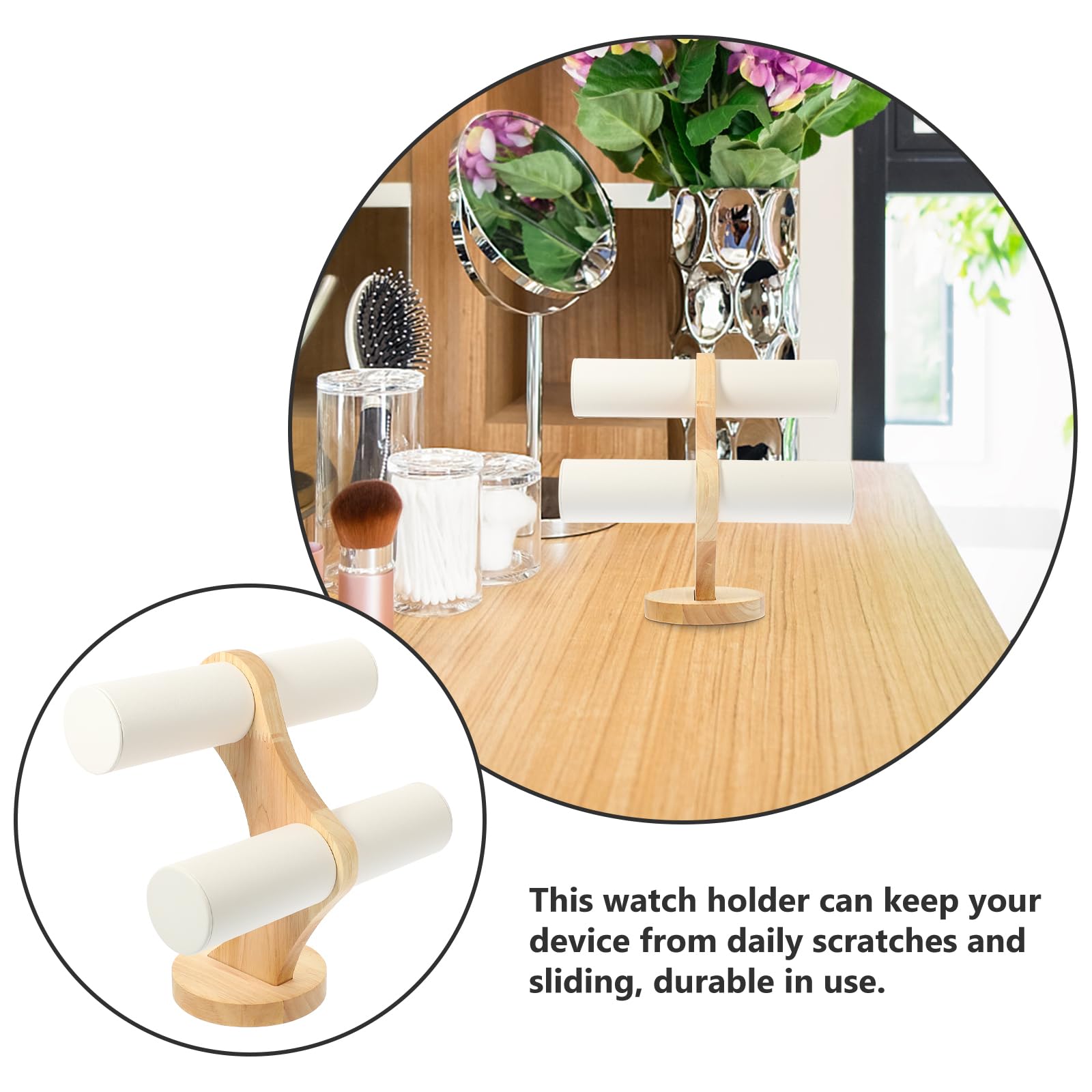 SOIMISS Holz Armbandständer Und Uhrenhalter T-Form 2-Stufiger Schmuckorganizer Für Armbänder Uhren Und Haarspangen Elegante Aufbewahrung Für Schmuck Und Accessoires
