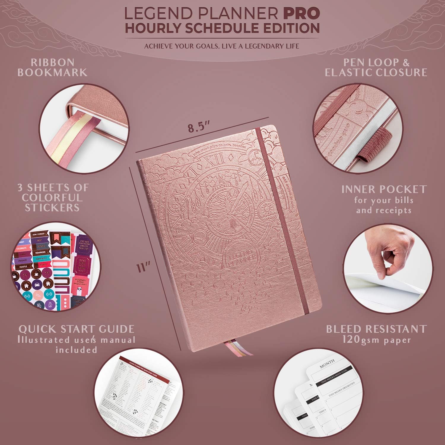 Legend Planner PRO Hourly Schedule, Weekly & Daily Organizer with Time Slots. Appointment Book Journal for Work & Personal - Image 3