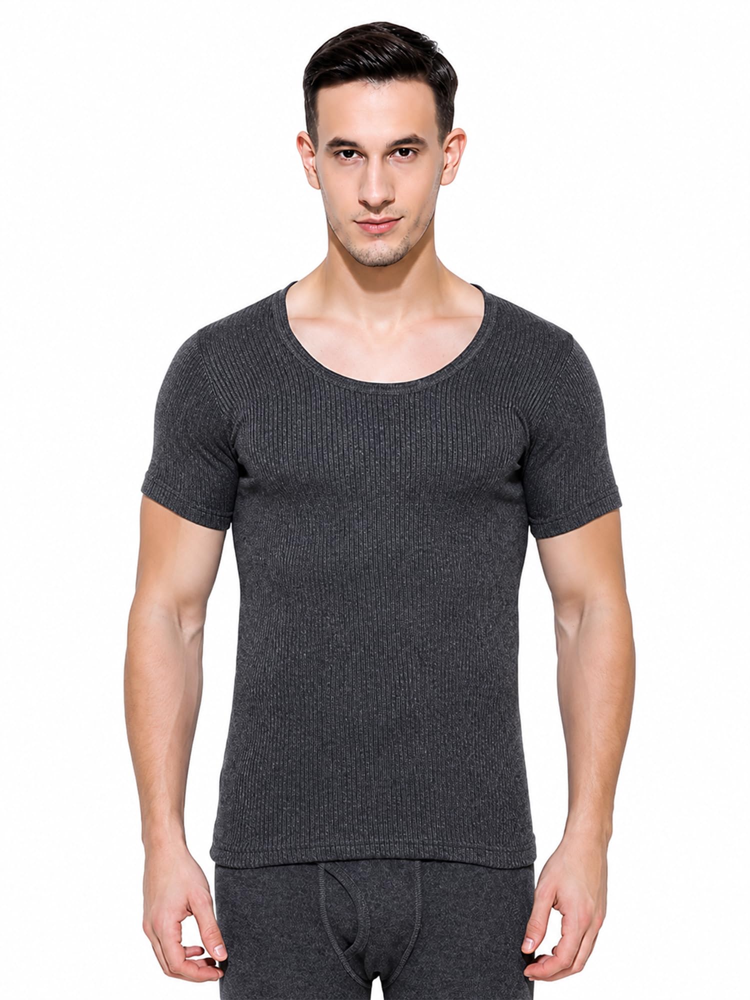 bodycare Men's Round Neck Half Sleeves Slim Fit Thermal Top Pack Of 1-picture-12