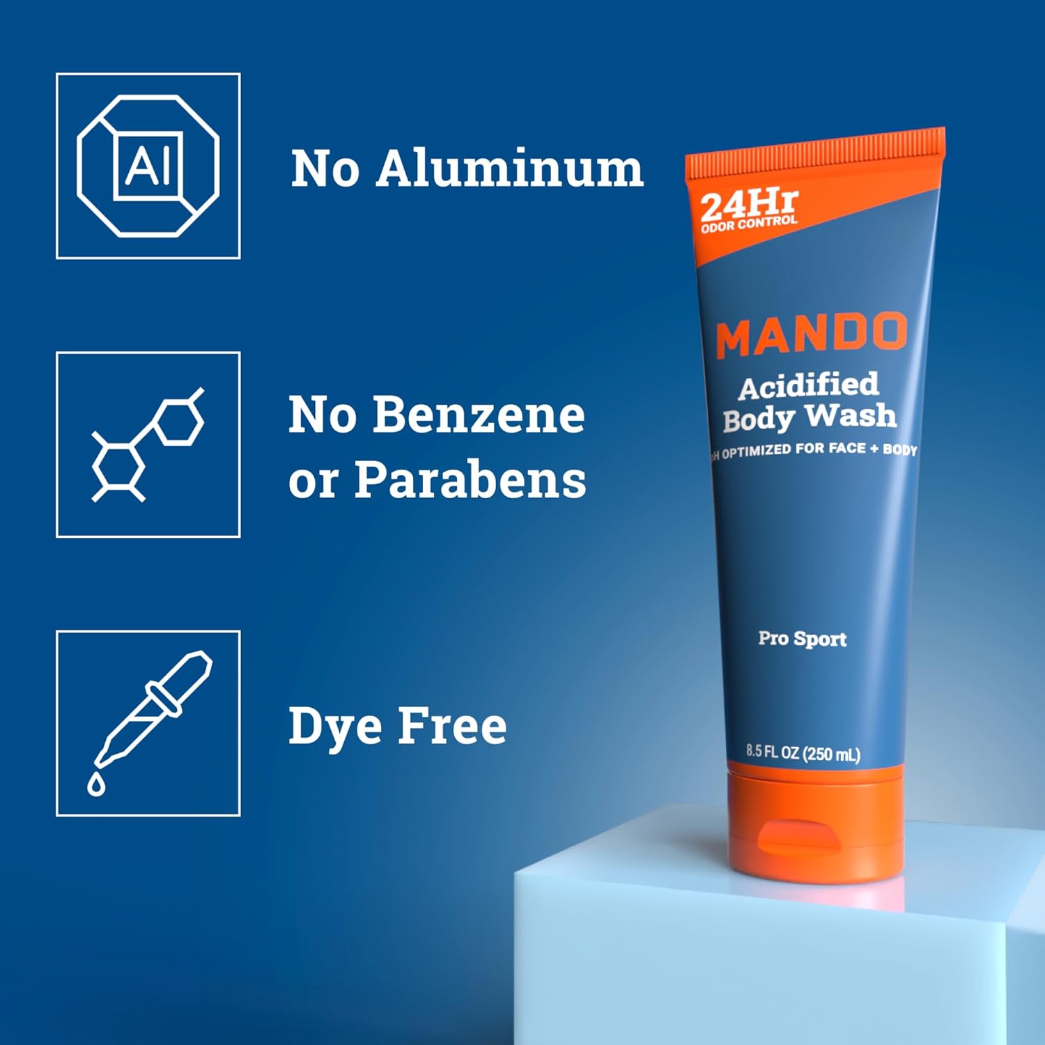 Mando Odor Shield Body Wash - 24 Hour Control - Removes Odor Better than Soap - SLS Free, Paraben Free, Skin Safe - 8.5 Ounce (Pack of 2) (Pro Sport) - Image 3