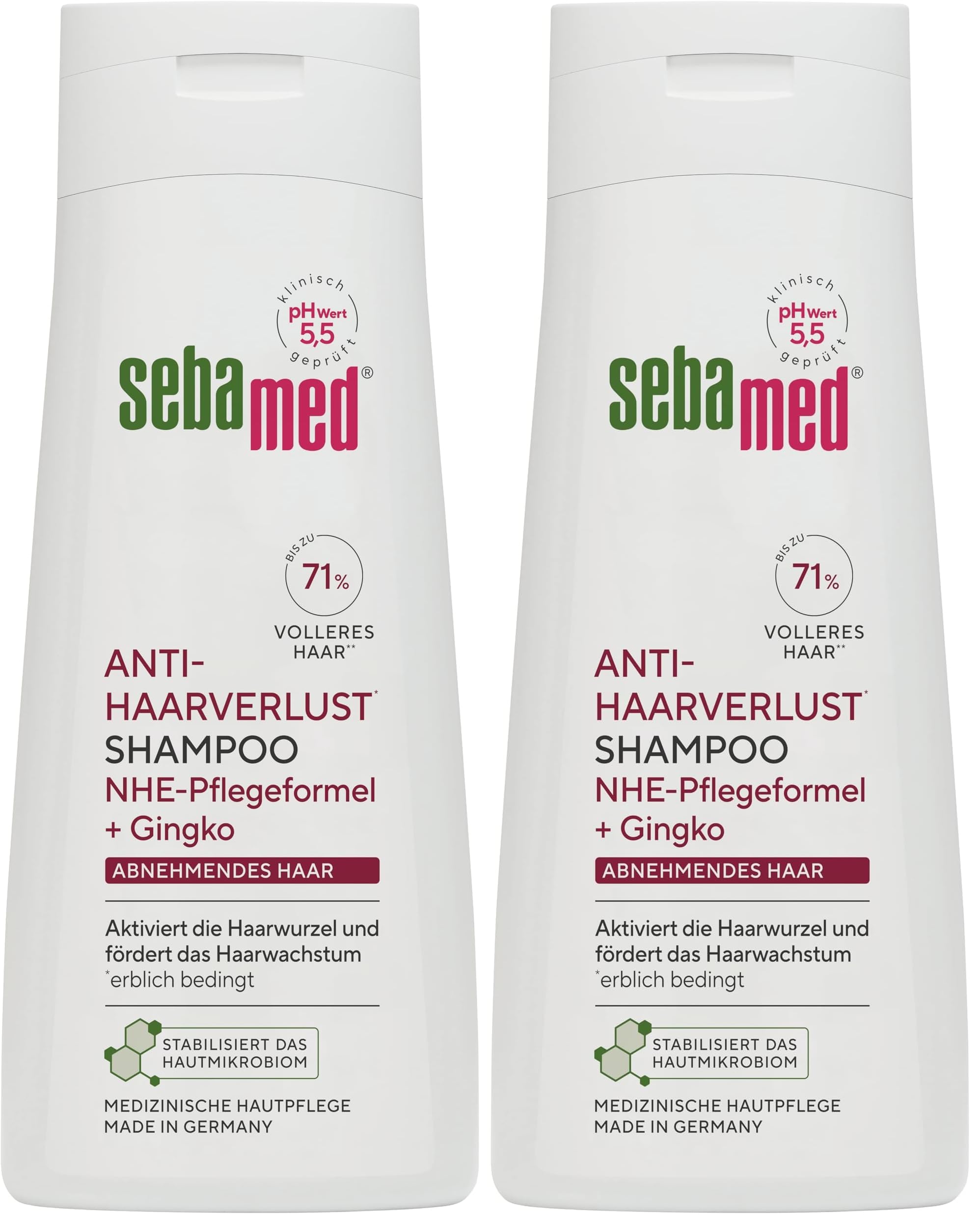 Sebamed Anti-Haarverlust Shampoo, Shampoo gegen Haarausfall, für kräftiges und gesundes Haar, fördert das Wachstum und aktiviert die Haarwurzel, bis zu 71% volleres Haar*, 200 ml (Packung mit 2)