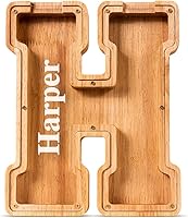 Vista 111 de SummiDate Alcancía de madera de letra para niños y niñas, Alfabeto, regalo de cumpleaños para niños (W)