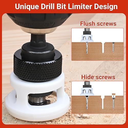 Miniatura 3 de Preciva Juego de brocas avellanadas, broca avellanadora con punta de carburo con tope de baja profundidad de fricción, broca piloto HSS reemplazable