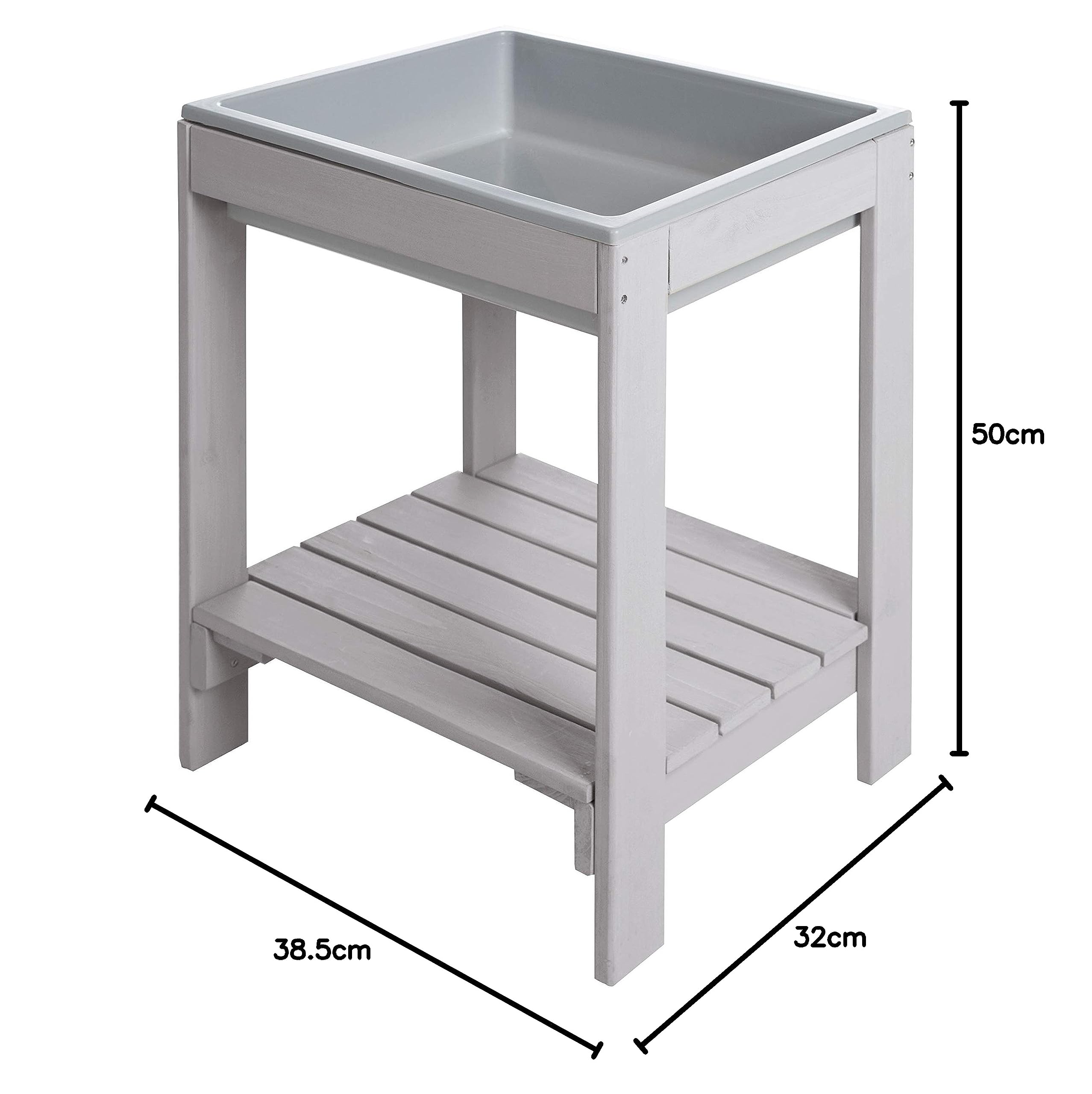 roba Tavolo da Gioco per Bambini con Acqua e Sabbia - Resistente alla Fango e Intemperie - Tavolo da Spiaggia per Esterno / Giardino - Legno Massello - Grigio