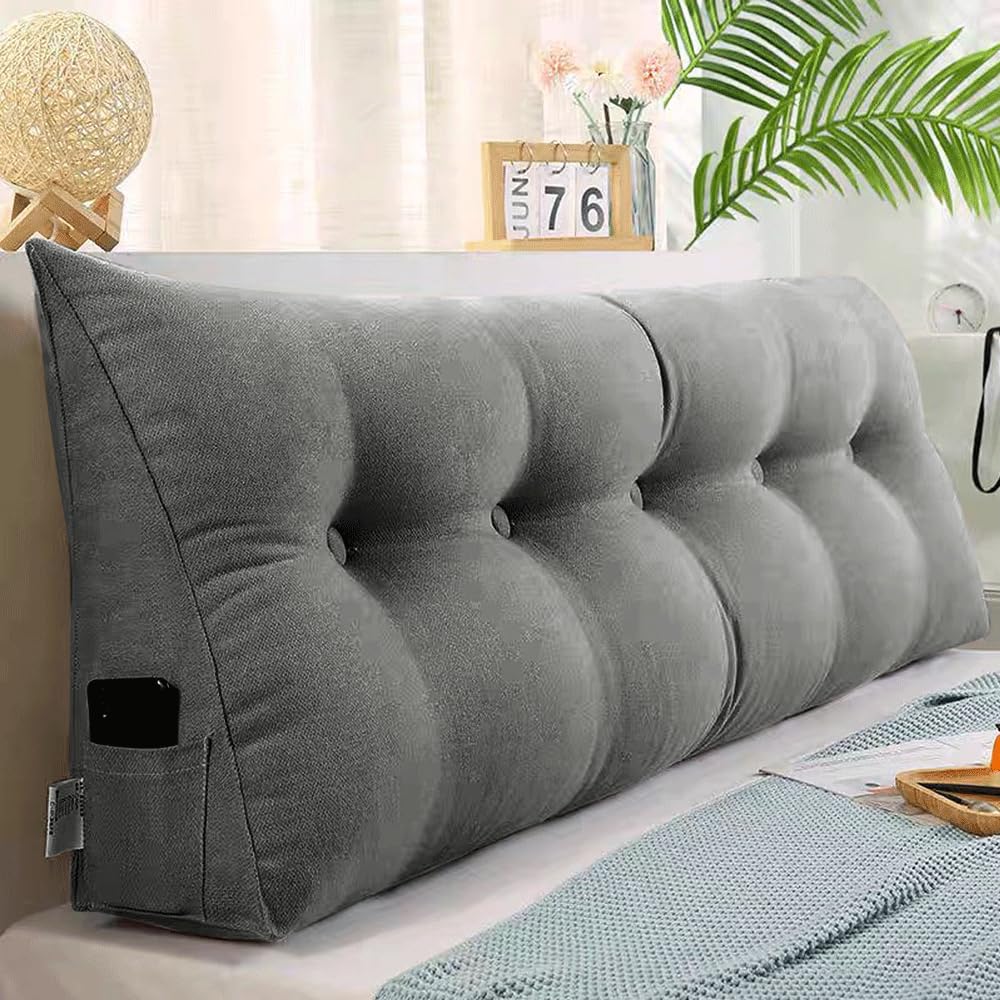 OHMG 160 cm XL Cuscino da lettura per letto, cuscino schienale divano, cuscino compensato triangolare, cuscino lombare in angolo, supporto di posizionamento, morbido e confortevole, cuscino per
