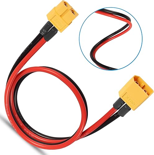 Miniatura 4 de YAODHAOD XT60 Cable de extensión de enchufe 12AWG 50CM cable de silicona, conector XT60 para batería RC Lipo, piezas de juguete de repuesto de